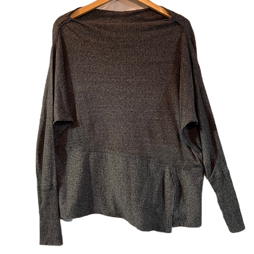 WE THE FREE Oversized Long Sleeve Gray Relaxed Boxy Shirt, Size Extra Small,#478